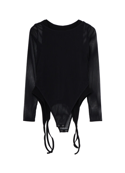 STRIPE TULLE  LAYERED BODYSUIT