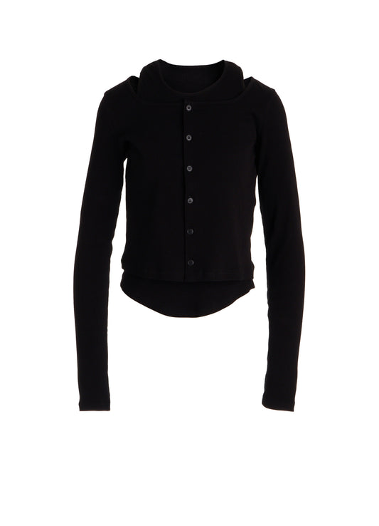 C/ RIB LAYERED CARDIGAN T