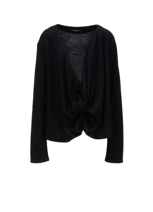 W/ SINGLE JERSEY KNOT DETAIL CARDIGAN