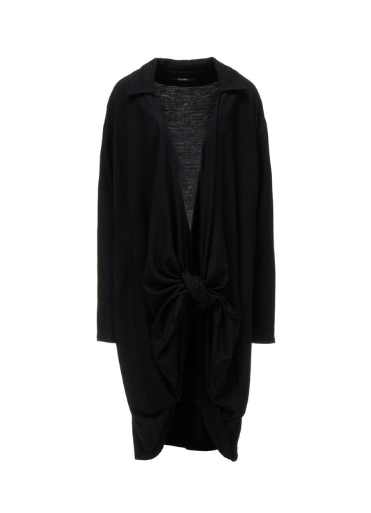 W/ SINGLE JERSEY KNOT DETAIL LONG CARDIGAN