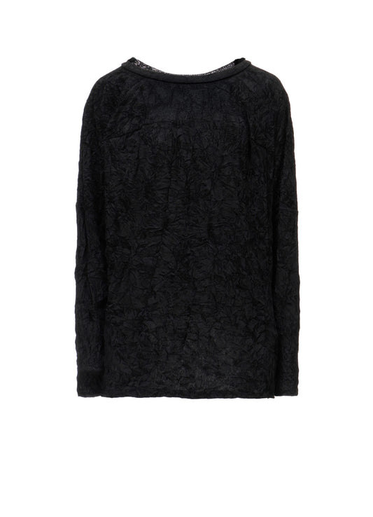 FLOCKED TULLE BALLOON LONG SLEEVE T