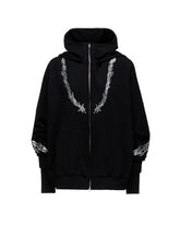 TRIBAL PRINT FRENCH TERRY DOUBLE HOOD PARKA