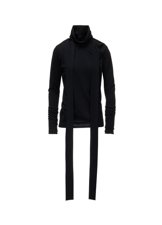 W/ SINGLE JERSEY SCARF DETAIL HOODED T SHIRT