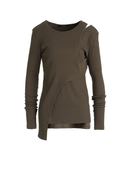 C/ RIB LAYERED DETAIL T SHIRT