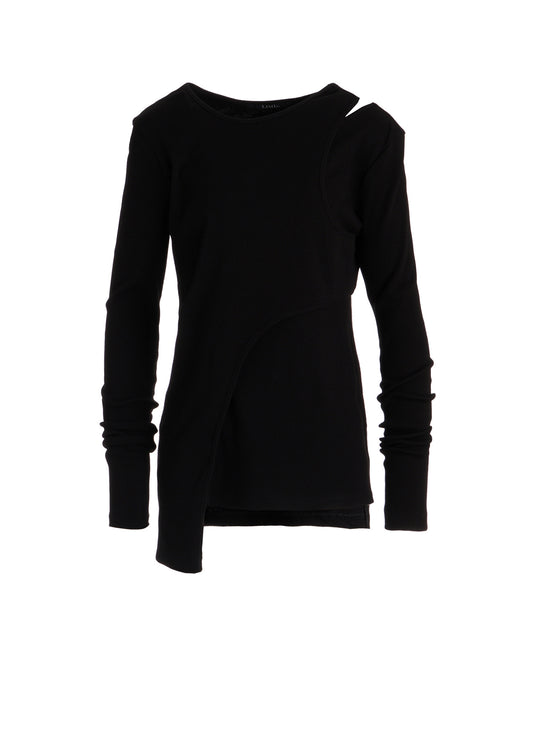 C/ RIB LAYERED DETAIL T SHIRT