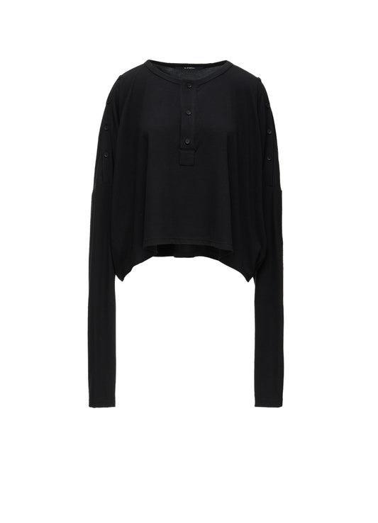 BRUSHED STRETCH JERSEY SHOULDER OPEN SHORT T