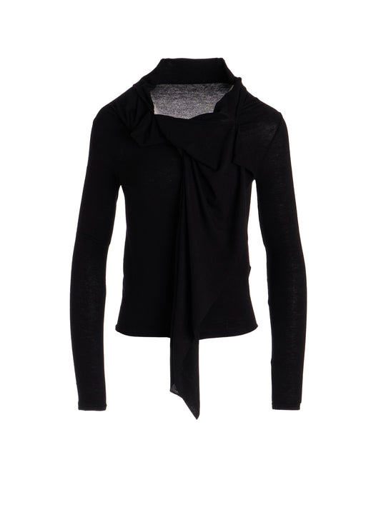 GAUZE STRETCH JERSEY FRONT DRAPE T