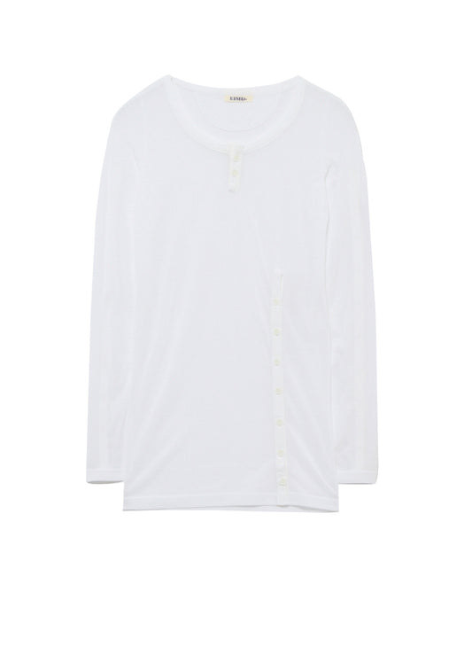 HIGH TWIST JERSEY KEY NECK BUTTON SLIT