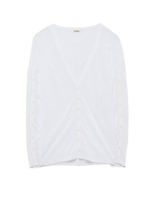 HIGH-TWIST JERSEY BUTTON SLEEVE CARDIGAN