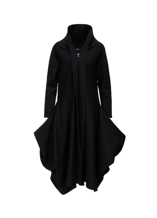 DOUBLE FACE JERSEY DRAPED LONG COAT