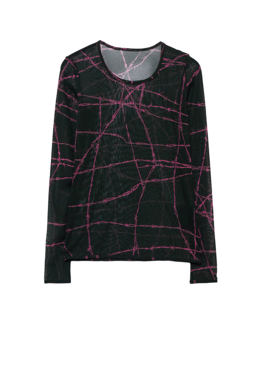 BARBED WIRE PRINT TIGHT LONG SLEEVE T