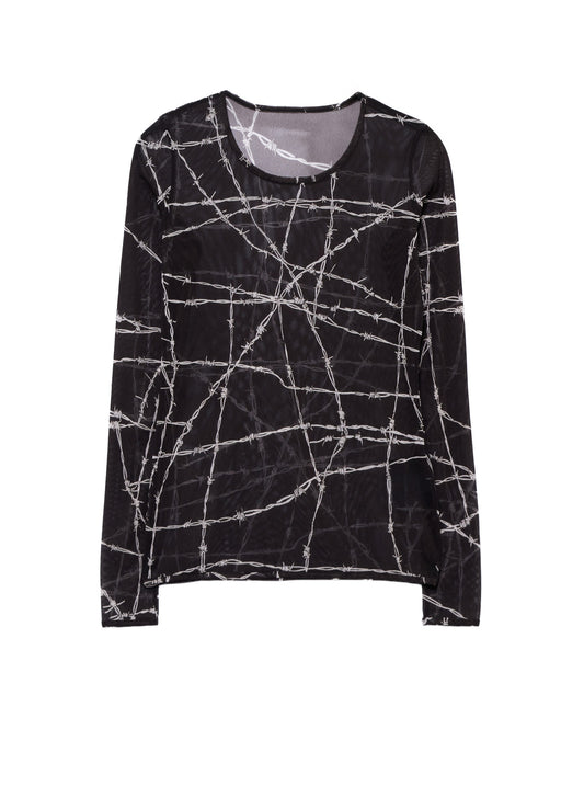 BARBED WIRE PRINT TIGHT LONG SLEEVE T