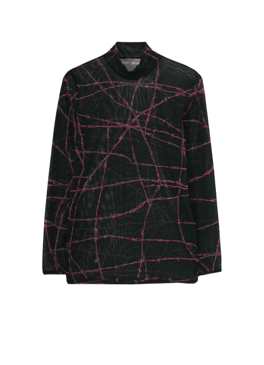BARBED WIRE PRINT TURTLE NECK T