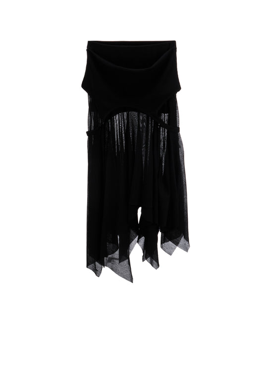 RIB KNIT+TULLE 2 WAY DRESS