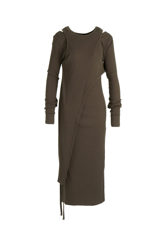 C/ RIB LAYERED DESIGN DRESS