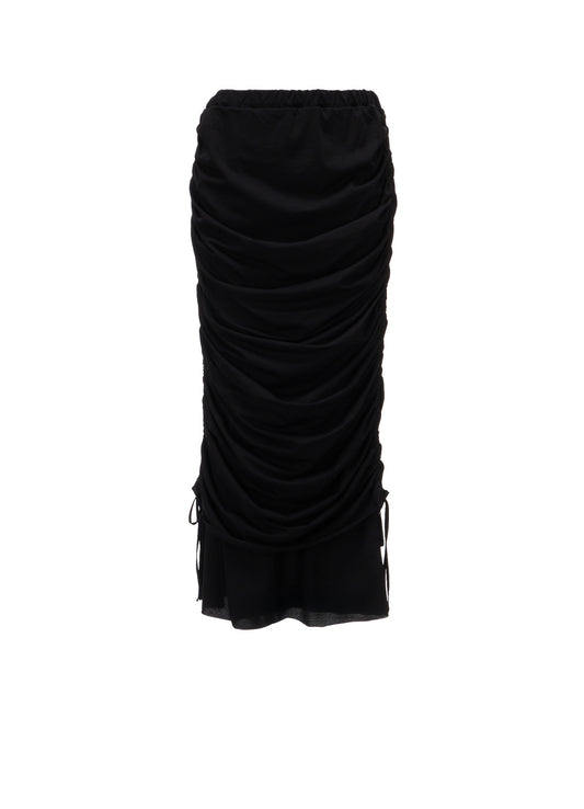 BIAS JERSEY GATHERED LAYERED SKIRT