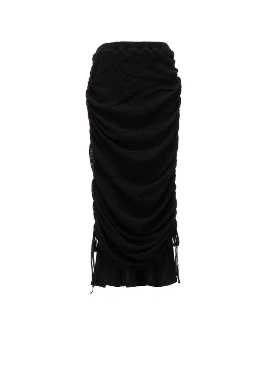 LACE+RIB KNIT GATHERED LAYERED SKIRT
