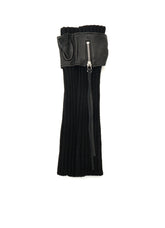 LAMB LEATHER+WOOL RIB KNIT  LONG RIBBED LEATHER GLOVES