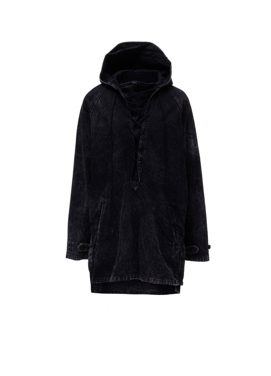 CHEMICAL BLEACHED DENIM LACE UP BLOUSON