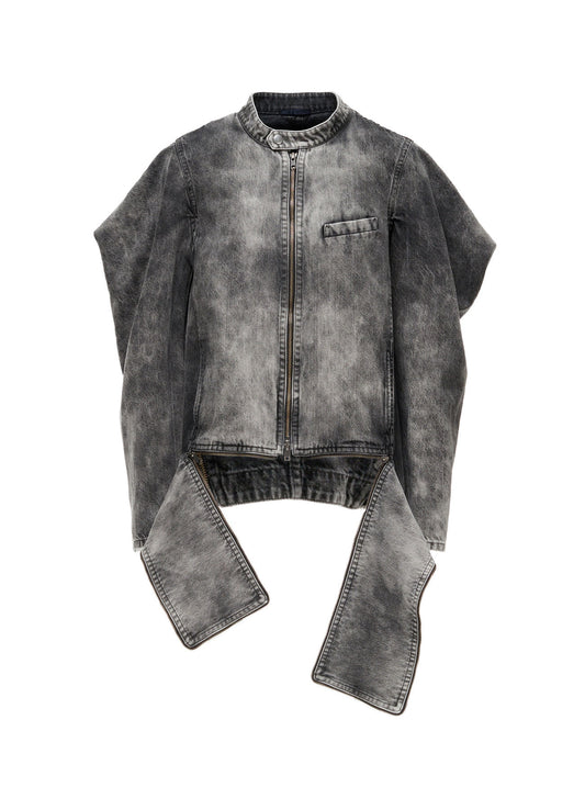 MIST BLEACHED DENIM STAND COLLAR BLOUSON