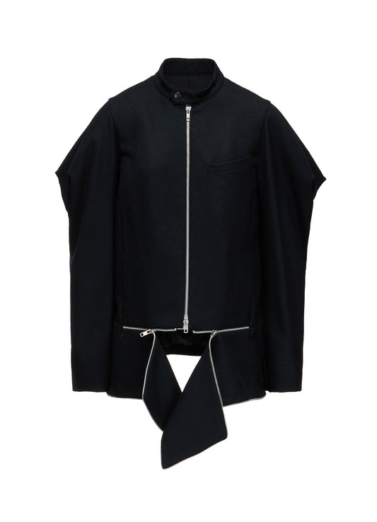 W/ SERGE  STAND COLLAR BLOUSON