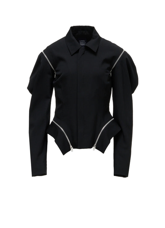 WOOL GABARDINE  ZIP PANEL BLOUSON