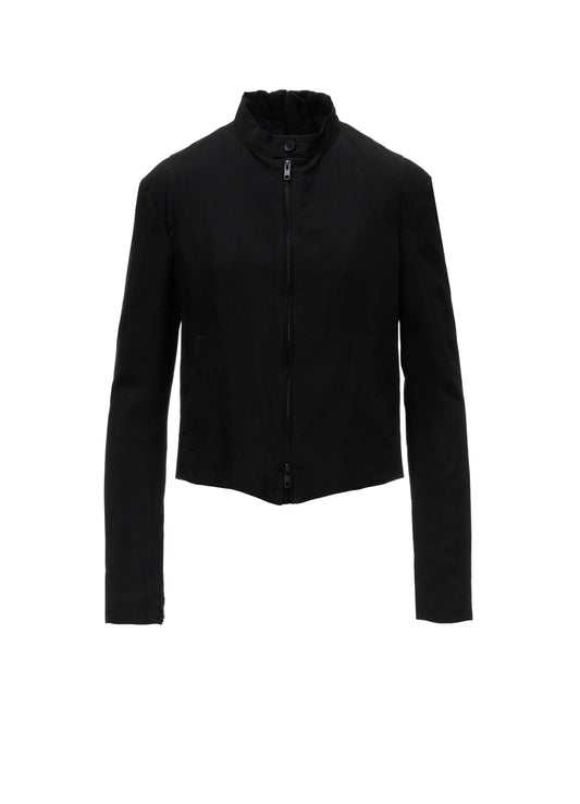 HIGH TWIST GABARDINE GUSSETED STAND COLLAR BLOUSON