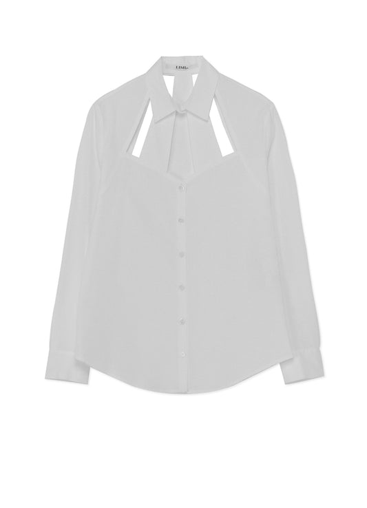 100/2 SLASHED COTTON BROADCLOTH BLOUSE