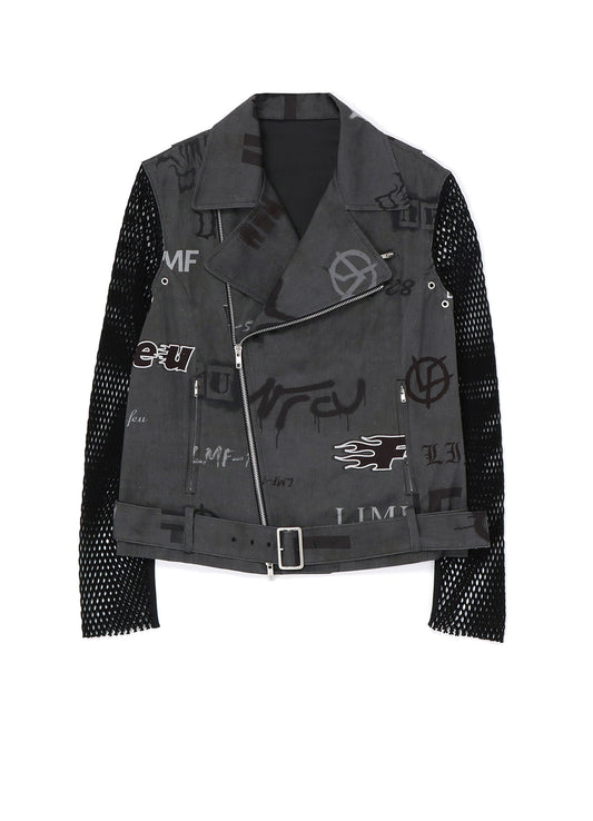 GRAFFITI PRINT BIKER JACKET