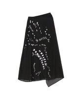 FIRE GODS PRINT ASYMMETRIC FLARED SKIRT