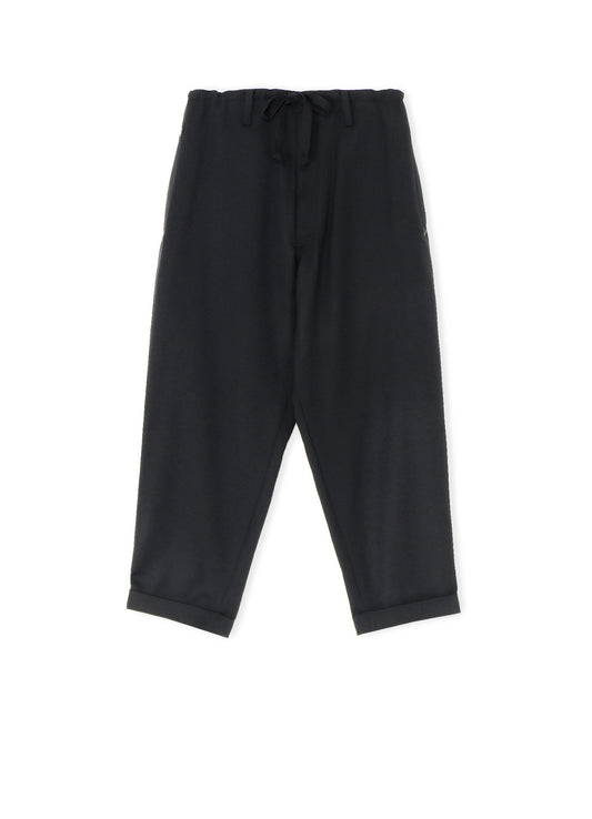 WOOL GABARDINE DRAWSTRING PANTS WITH BOX POCKET ZIG-ZAG STITCH