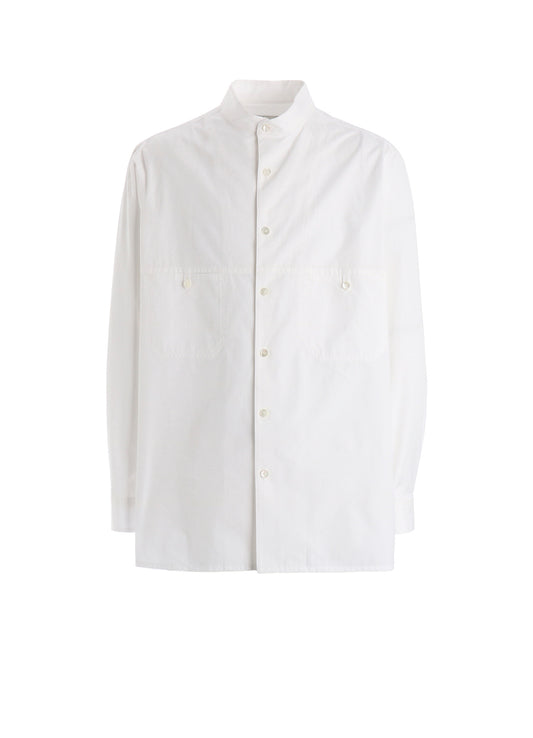 80/2 BROAD CHEST-PANELED STAND-COLLAR BLOUSE