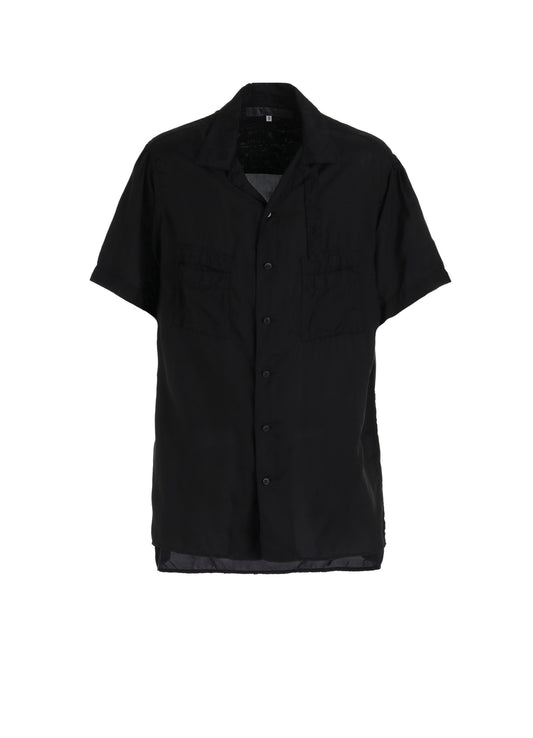 CHAIN STITCH OPEN-COLLAR SHORT SLEEVE SHIRT
