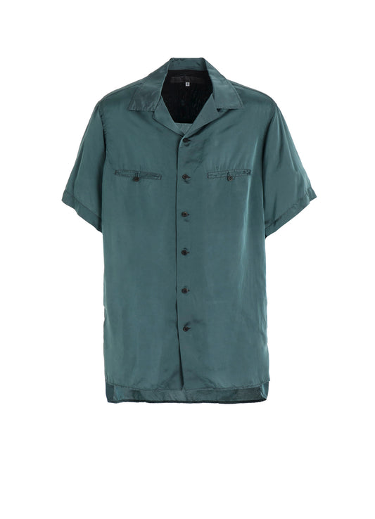 CHAIN STITCH OPEN-COLLAR SHORT SLEEVE SHIRT