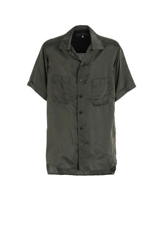 CHAIN STITCH OPEN-COLLAR SHORT SLEEVE SHIRT