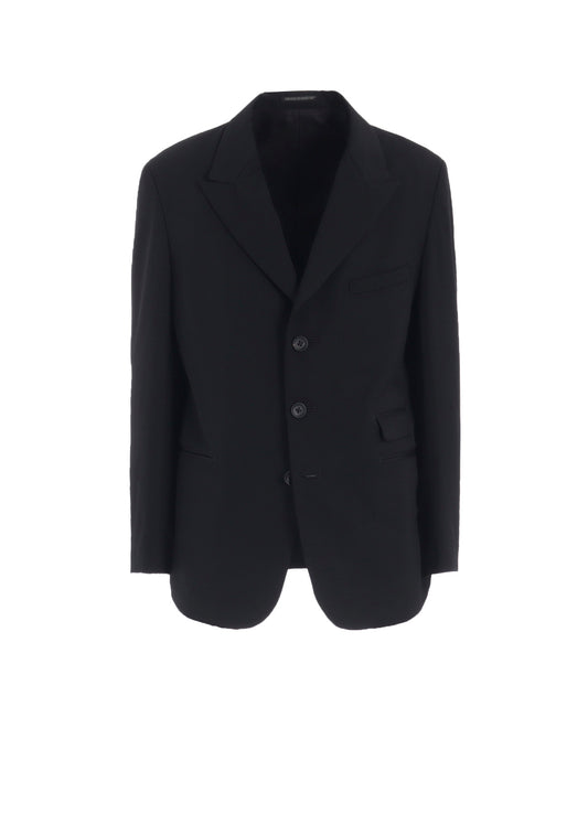 WOOL GABARDINE PEACKED LAPEL 2-BUTTON JACKET