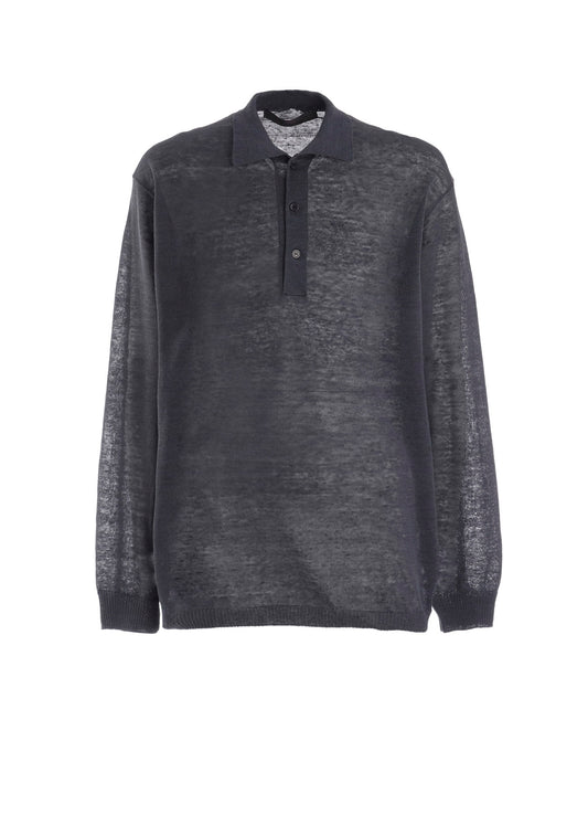 12G1PLY PLAIN STITCH POLO COLLAR PULLOVER