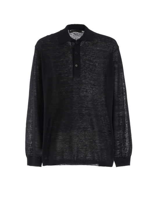 12G1PLY PLAIN STITCH POLO COLLAR PULLOVER