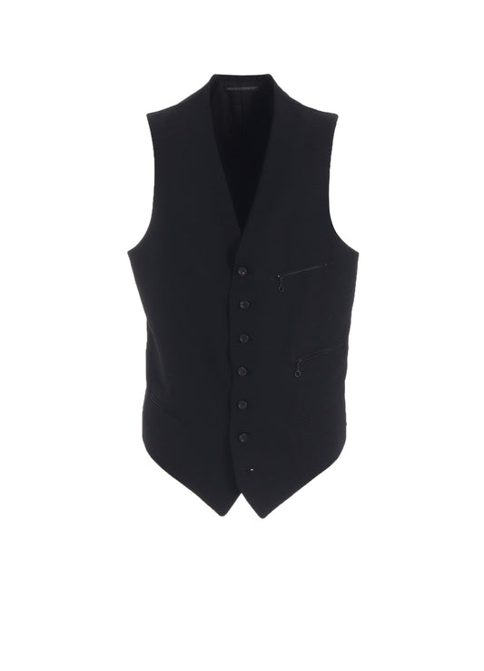 WOOL GABARDINE ZIP POCKET VEST