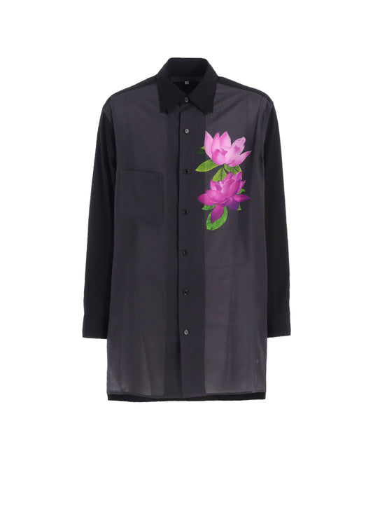 DOUBLE-COLLAR SHIRT IN BROAD AND CELLULOSE – GRAY LOTUS