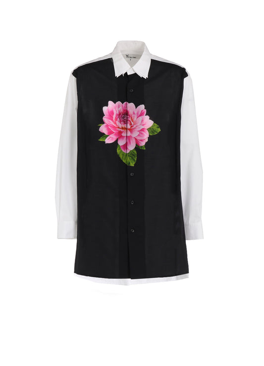 TRIPLE COLLAR SHIRT IN BROAD AND CELLULOSE – PINK FLOWER