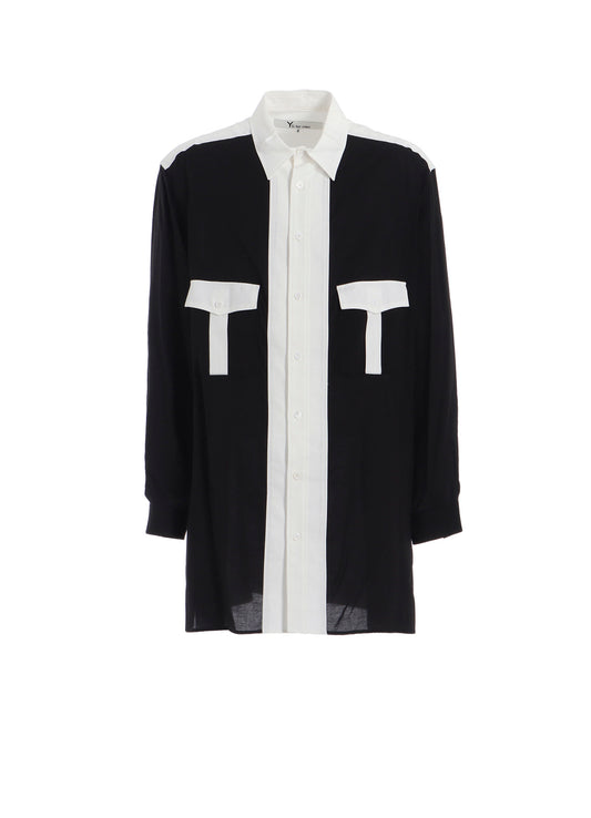 MONOCHROME PANEL TUCK COLLAR SHIRT