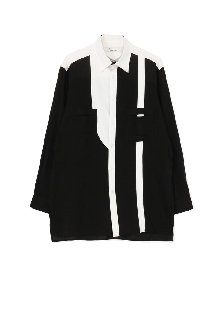 MONOCHROME PANEL SPARE COLLAR SHIRT