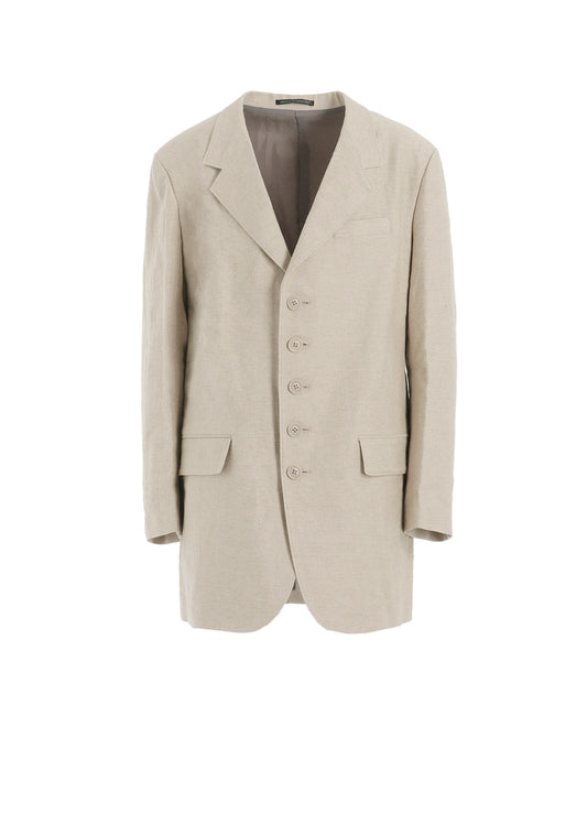 COTTN LINEN DOUBLE SATIN JACKET WITH 5-BUTTONS