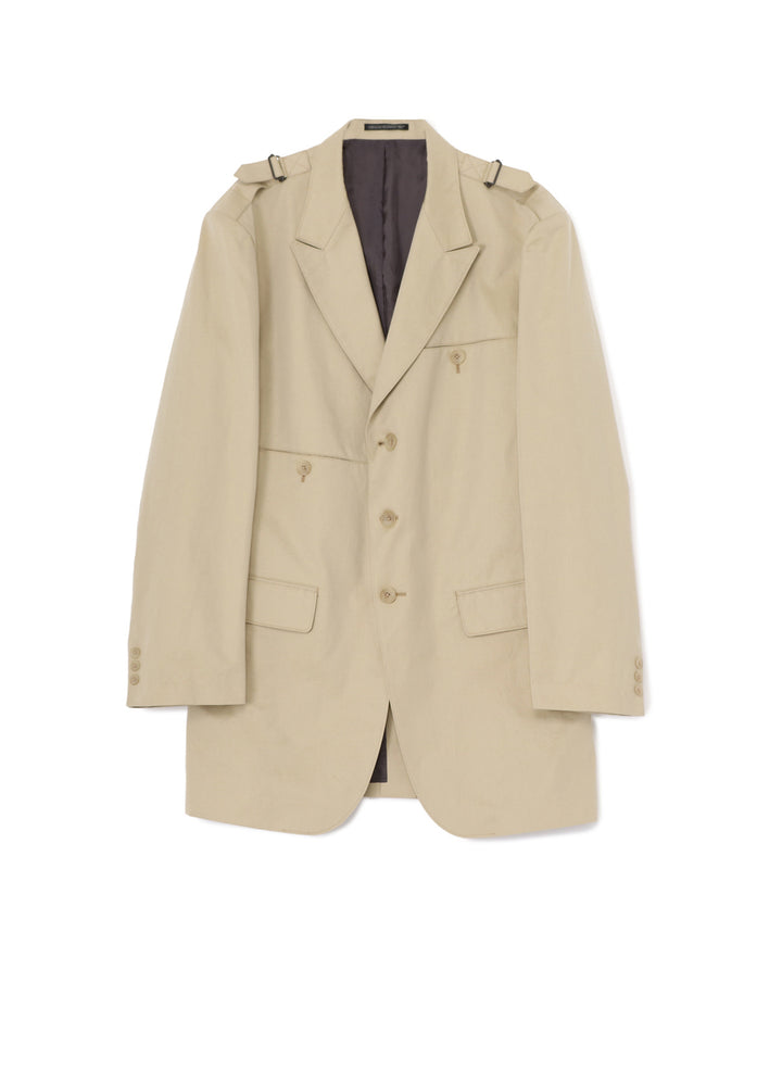 COTTON GABARDINE JACKET WITH SHOULDER BUCKLE PEAKED