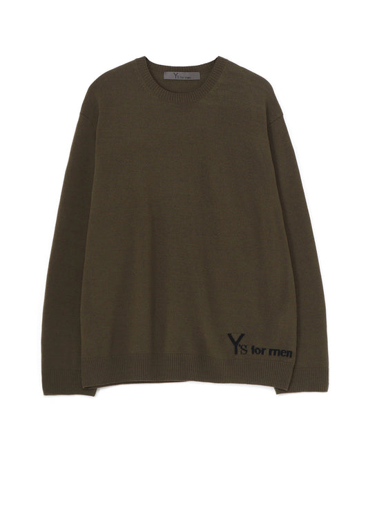 ROUND NECK INTARSIA KNIT WITH "Y's for men" LOGO