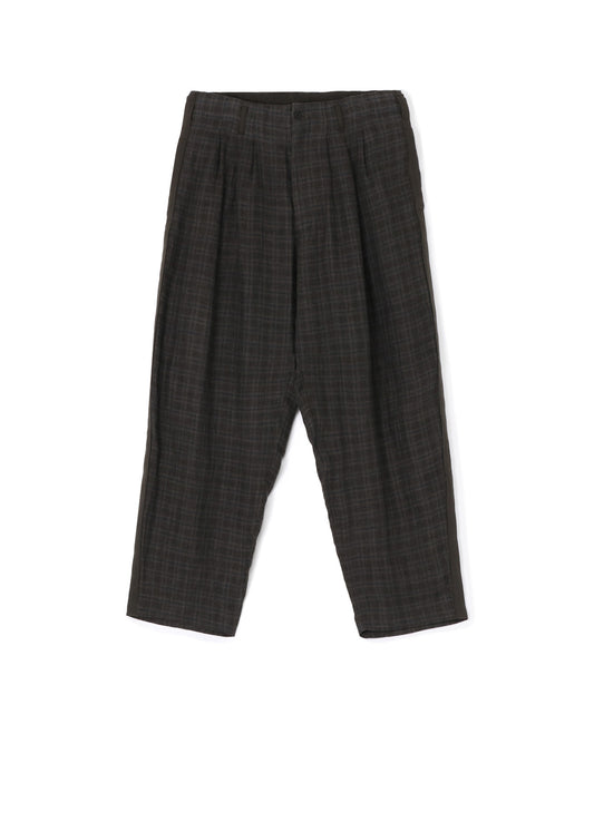 LINEN TWILL PLAID PANTS WITH SIDE TAPE