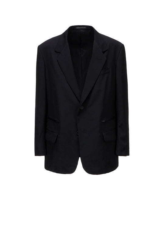 WOOL GABARDINE LEFT AND RIGHT CHANGE POCKET JACKET