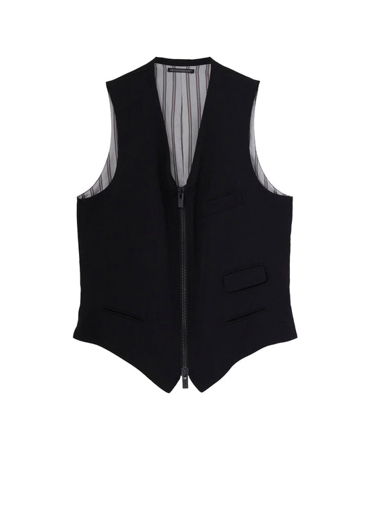 WOOL GABARDINE FRONT ZIP VEST