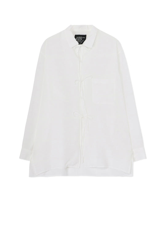 CELLULOSE LAWN OPEN COLLAR RIBBON SHIRT